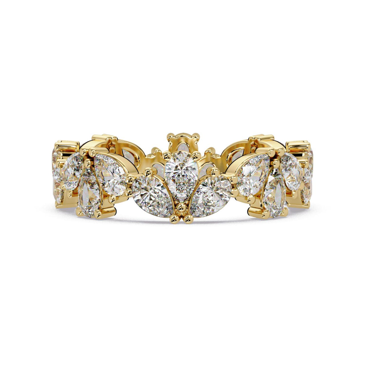 2.40 Ct Pear Lab-Grown Diamond Cluster Eternity Ring - 925 Sterling Silver