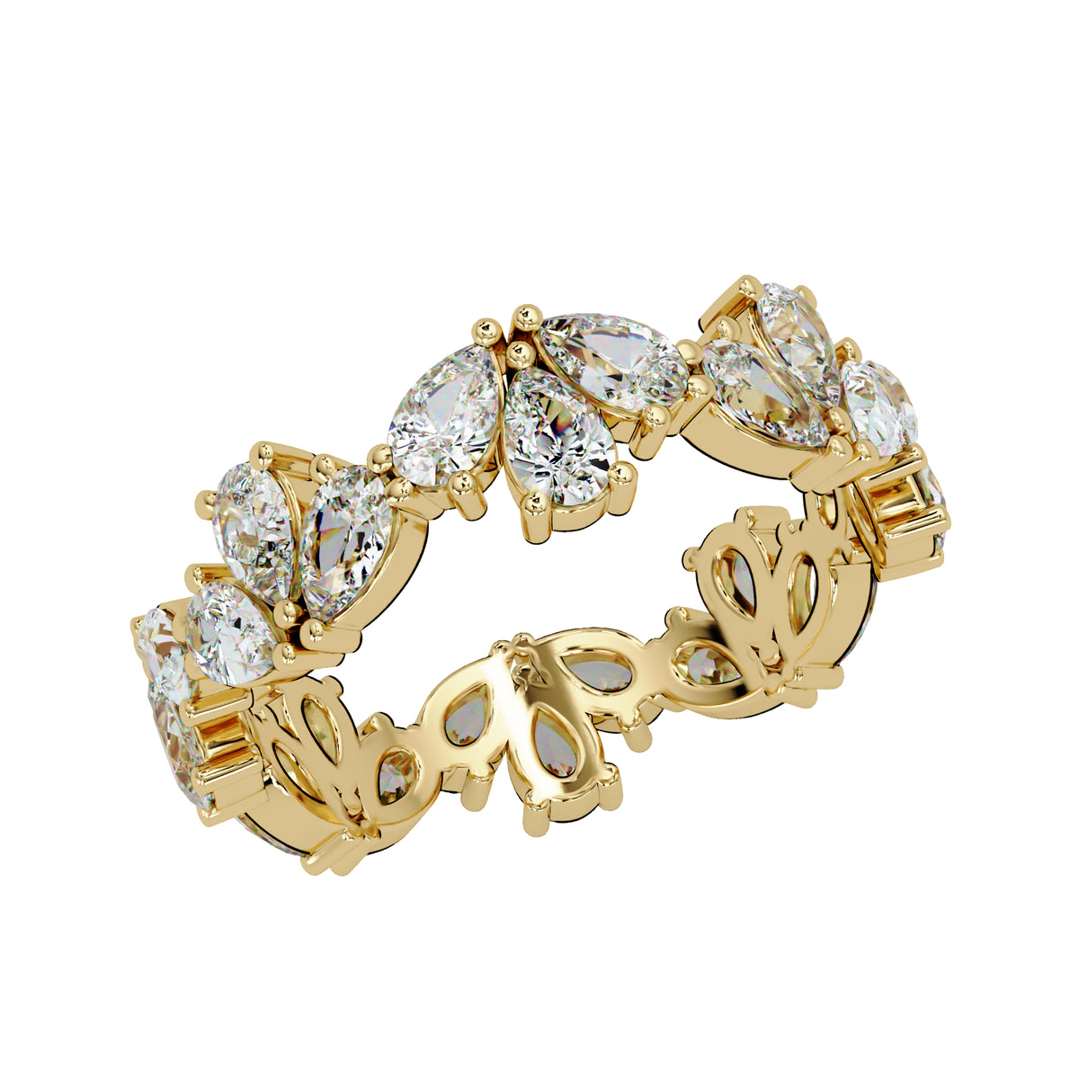 2.40 Ct Pear Lab-Grown Diamond Cluster Eternity Ring - 925 Sterling Silver