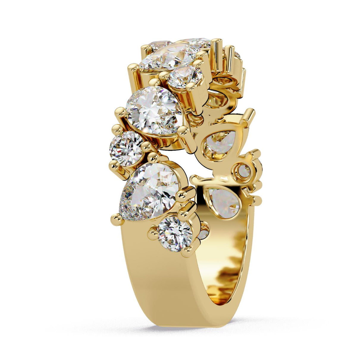 2.00 Ct Pear & Round Lab-Grown Diamond Band Ring - 925 Sterling Silver