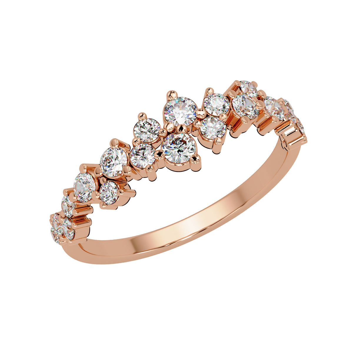 0.50 Ct Round Lab-Grown Diamond Cluster Band Ring - 925 Sterling Silver