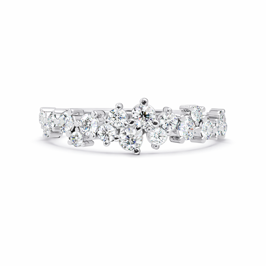 0.50 Ct Round Lab-Grown Diamond Cluster Band Ring - 925 Sterling Silver