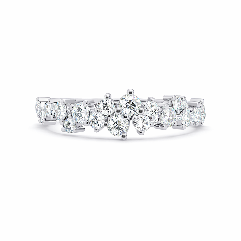 0.50 Ct Round Lab-Grown Diamond Cluster Band Ring - 925 Sterling Silver