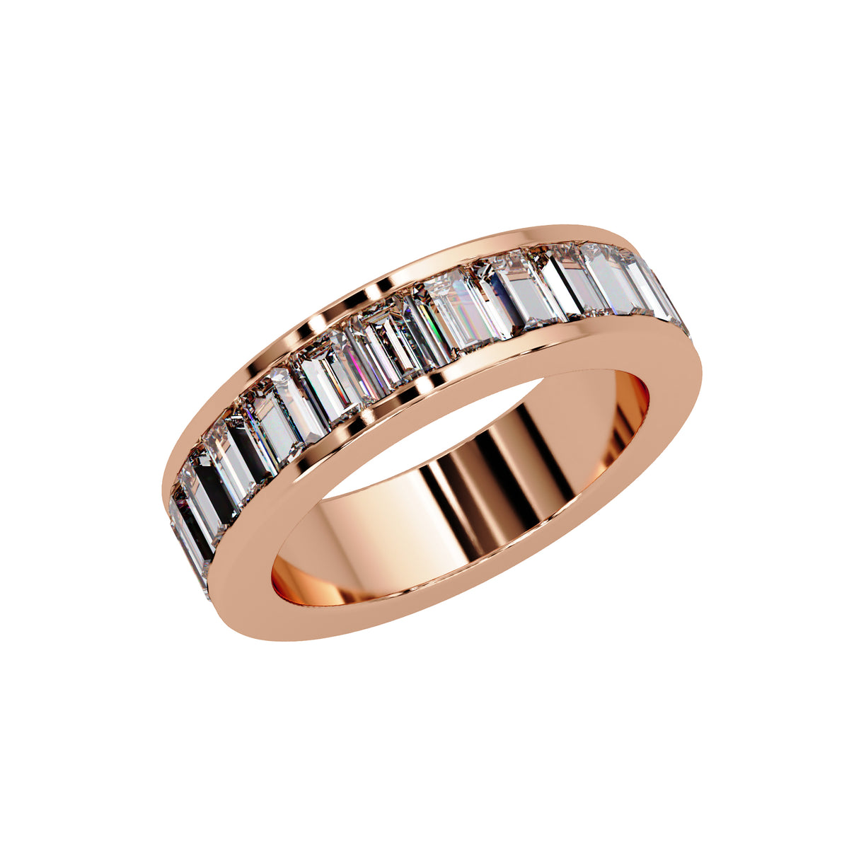 2.35 Ct Baguette Lab-Grown Diamond Channel-Set Band Ring - 925 Sterling Silver