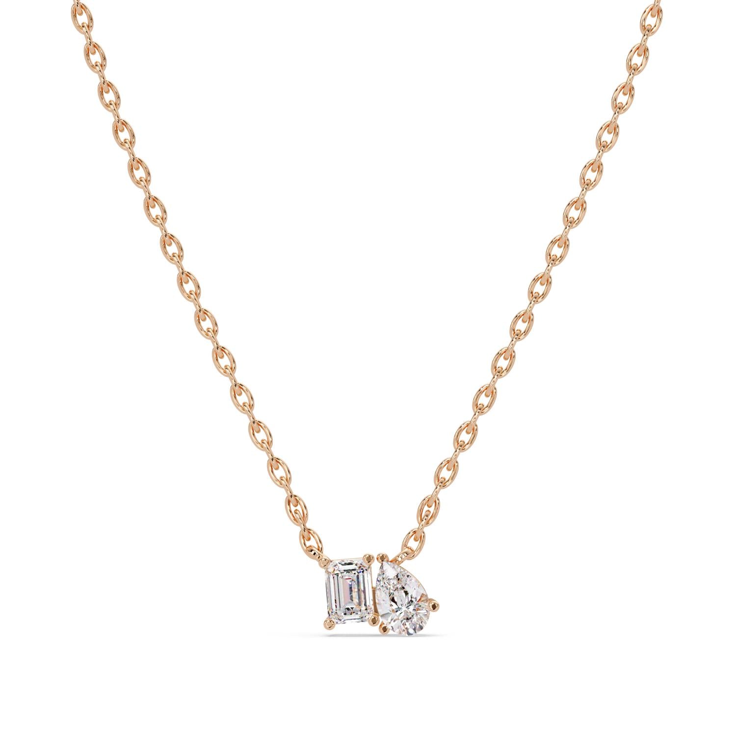 3.80 Ct Lab Grown Diamond Two Stone Necklace- Sterling Silver