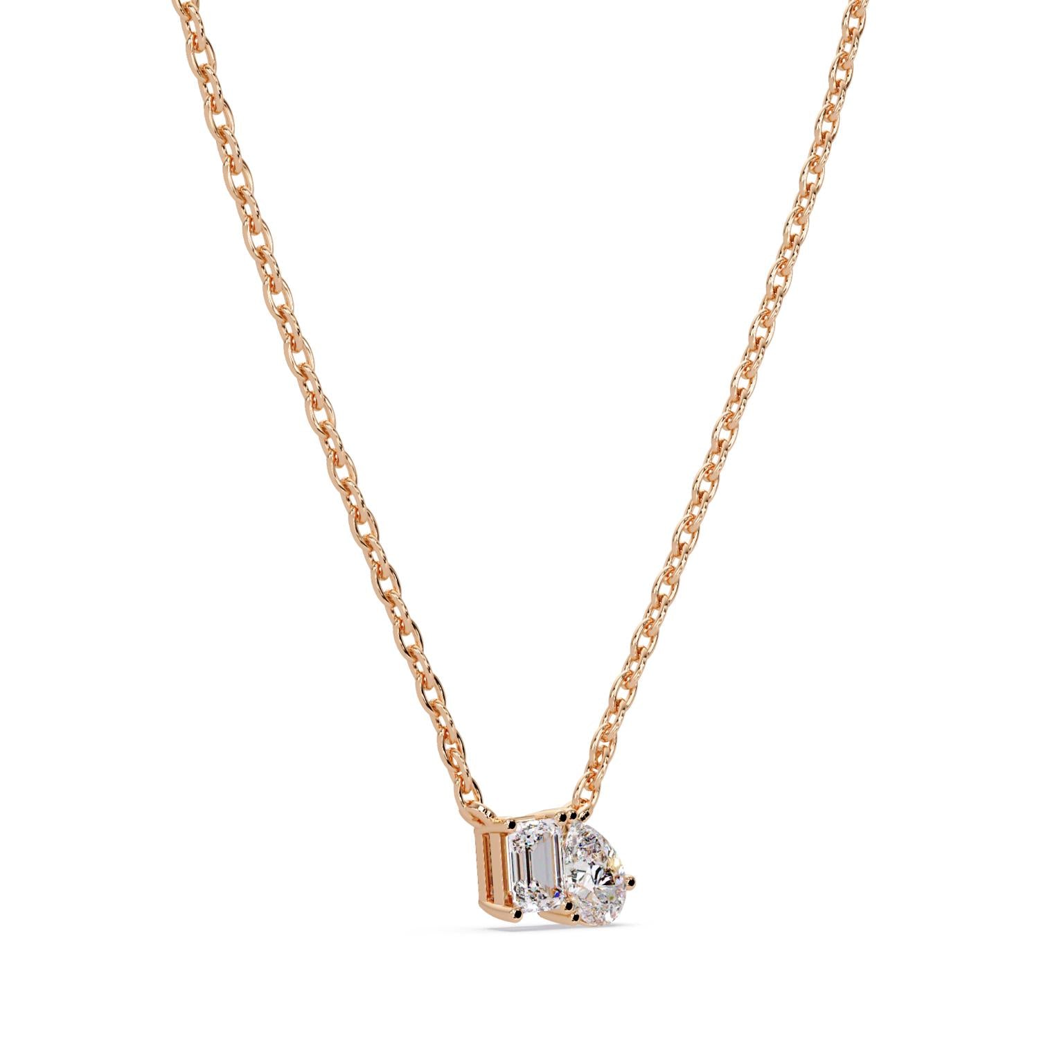 3.80 Ct Lab Grown Diamond Two Stone Necklace- Sterling Silver
