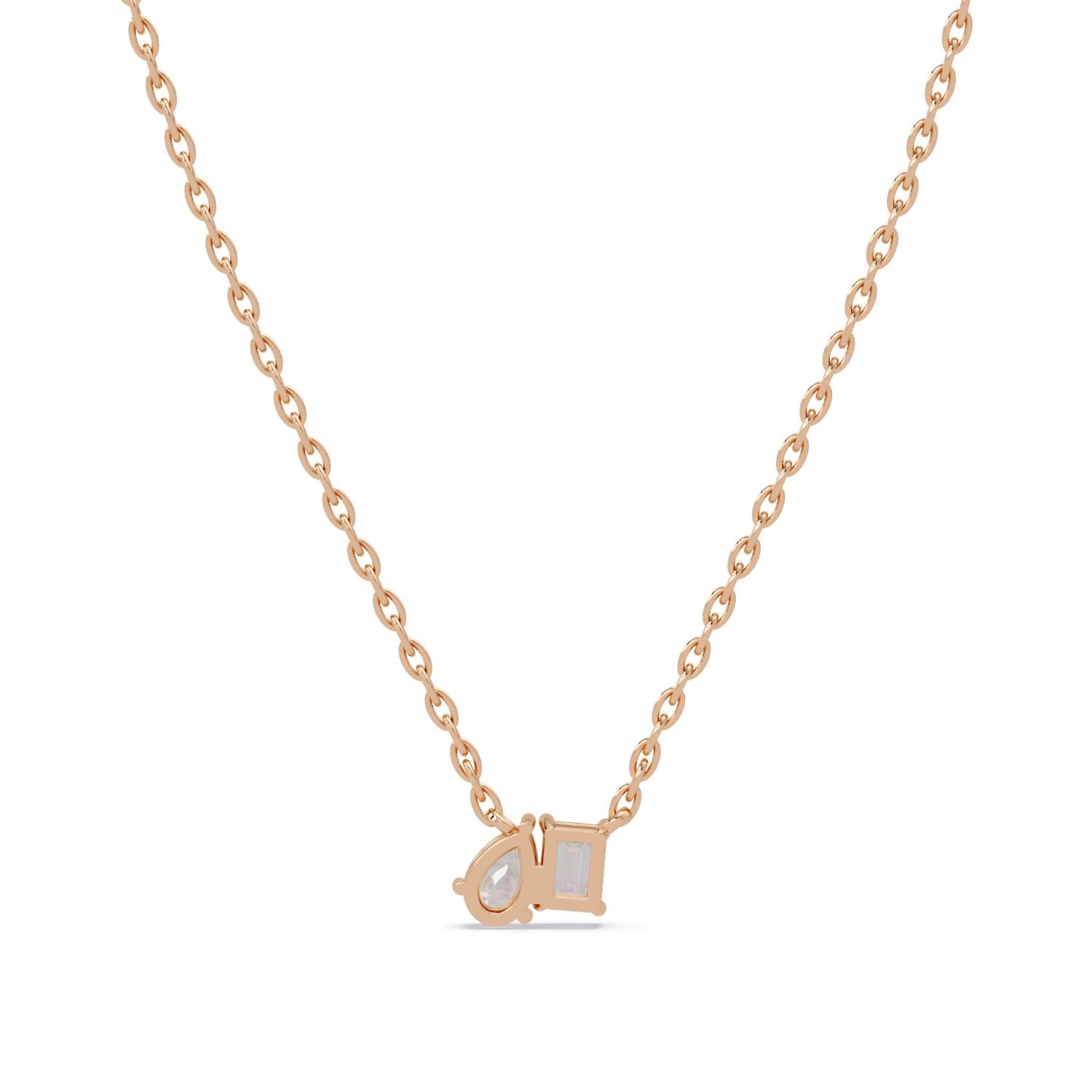 3.80 Ct Lab Grown Diamond Two Stone Necklace- Sterling Silver