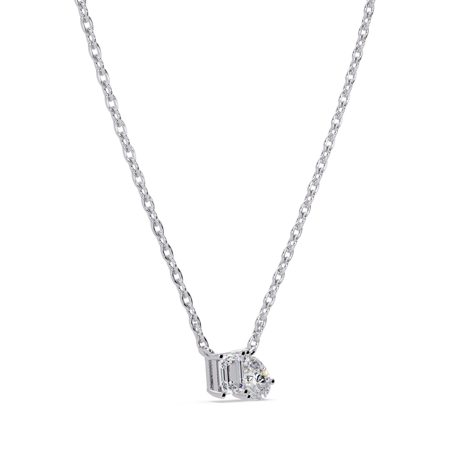 3.80 Ct Lab Grown Diamond Two Stone Necklace- Sterling Silver