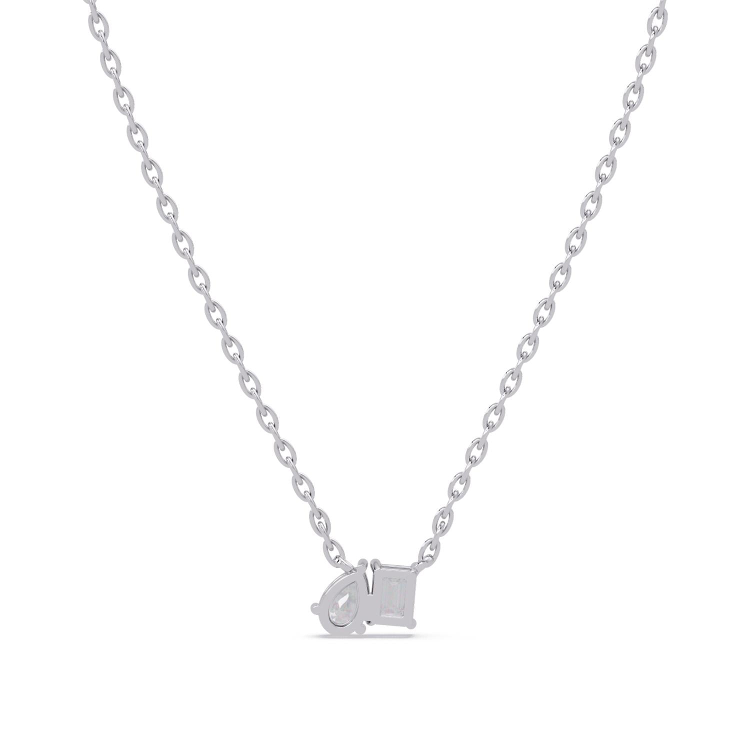 3.80 Ct Lab Grown Diamond Two Stone Necklace- Sterling Silver