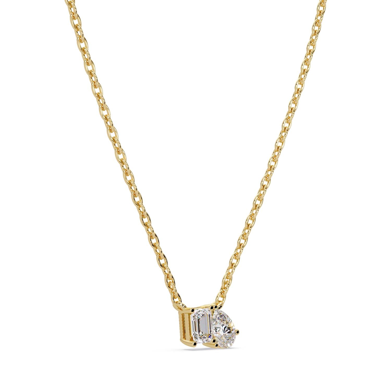 3.80 Ct Lab Grown Diamond Two Stone Necklace- Sterling Silver