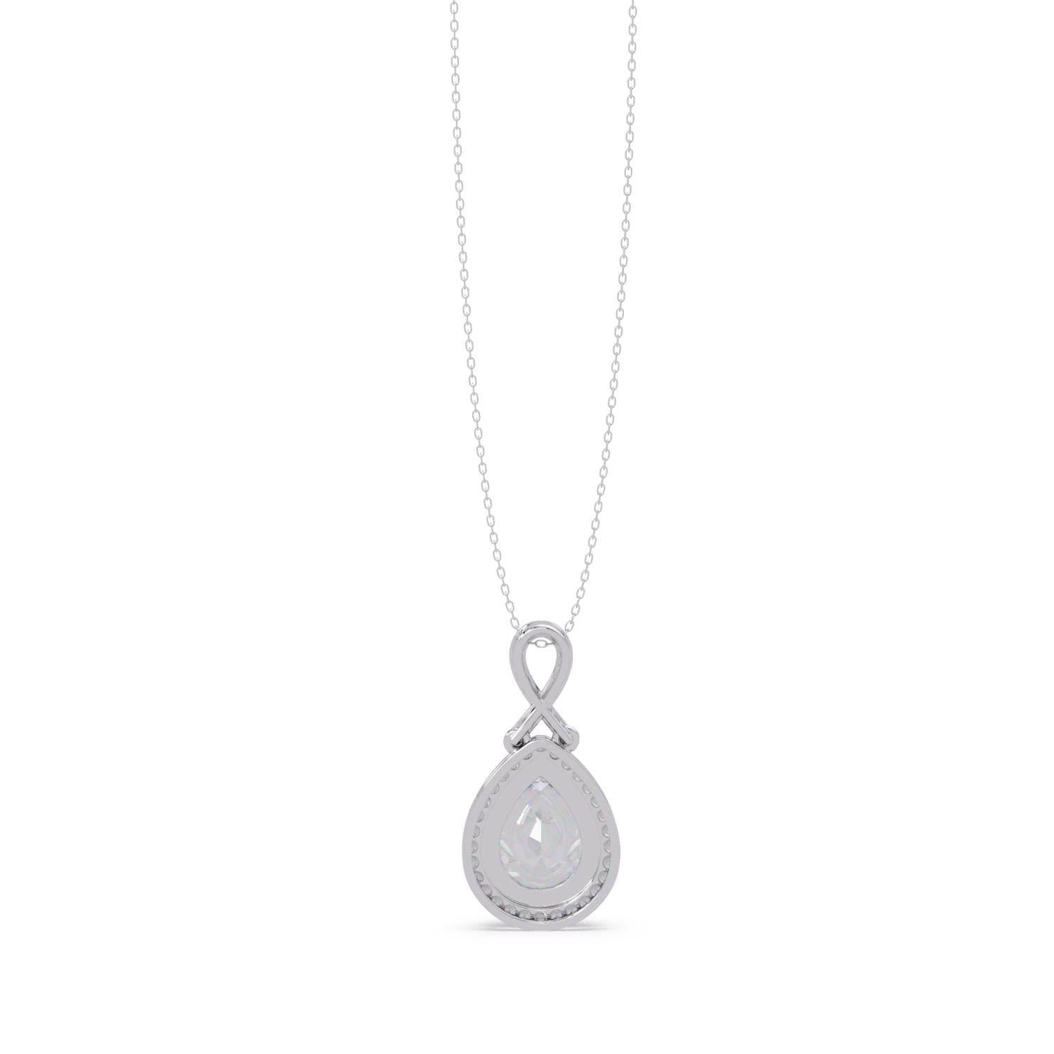 4.12 Ct Lab Grown Diamond Halo Drop Infinity Necklace- Sterling Silver