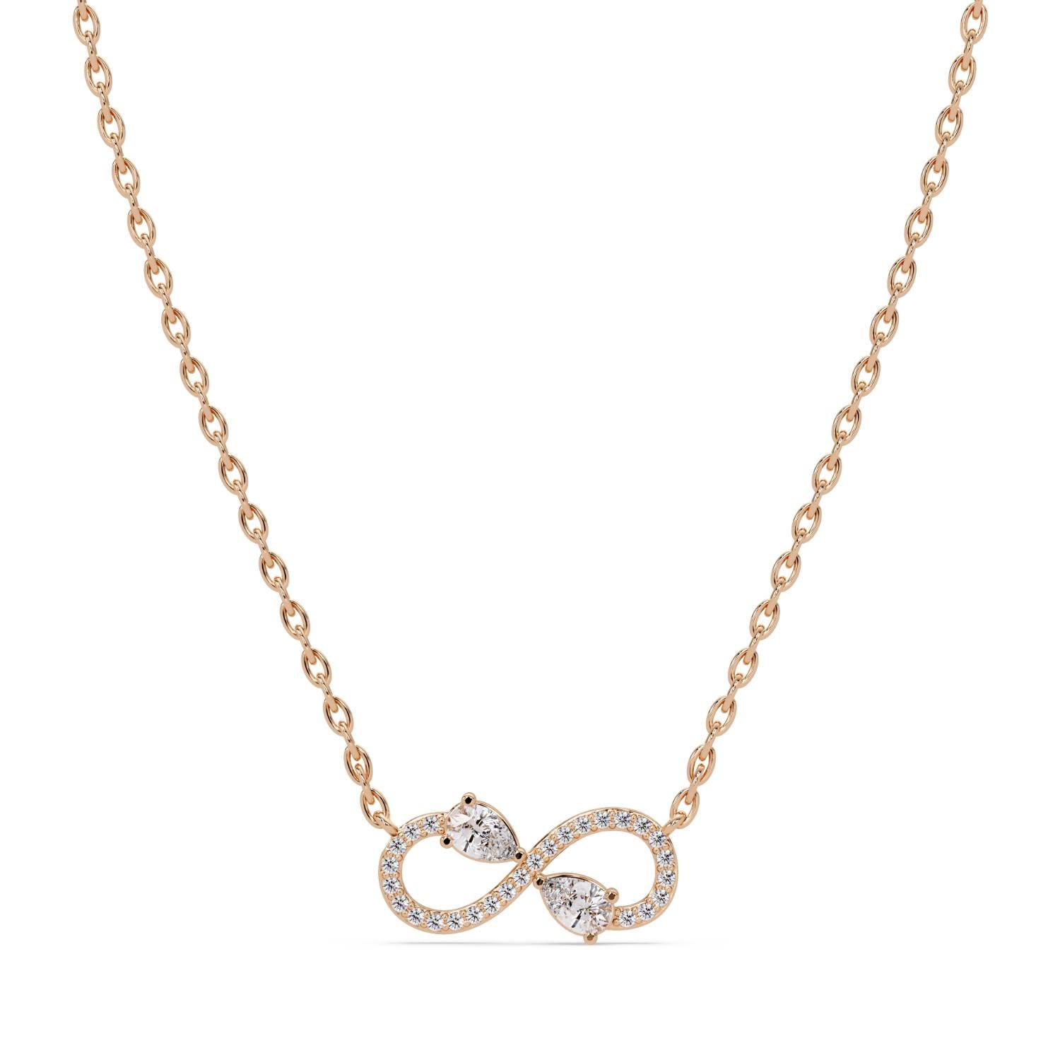 0.67 Ct Lab Grown Diamond Halo Drop Infinity Necklace- Sterling Silver