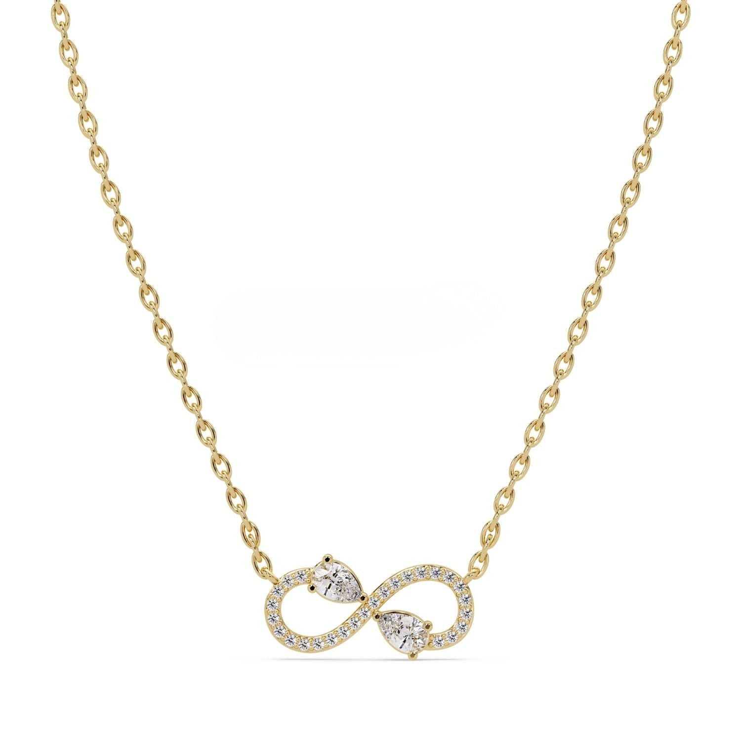 4.12 Ct Lab Grown Diamond Halo Drop Infinity Necklace- Sterling Silver