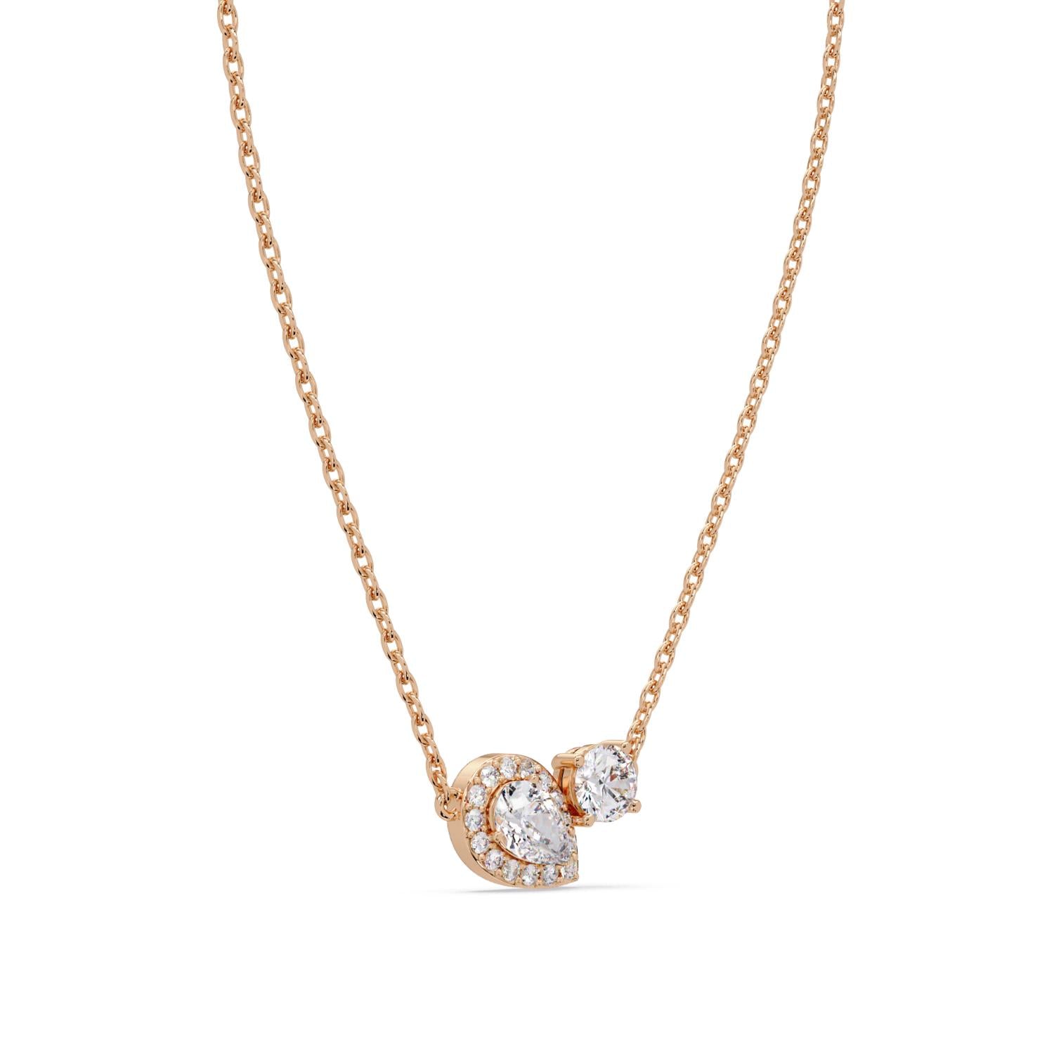 2.40 Ct Lab Grown Diamond Halo Drop Necklace- Sterling Silver