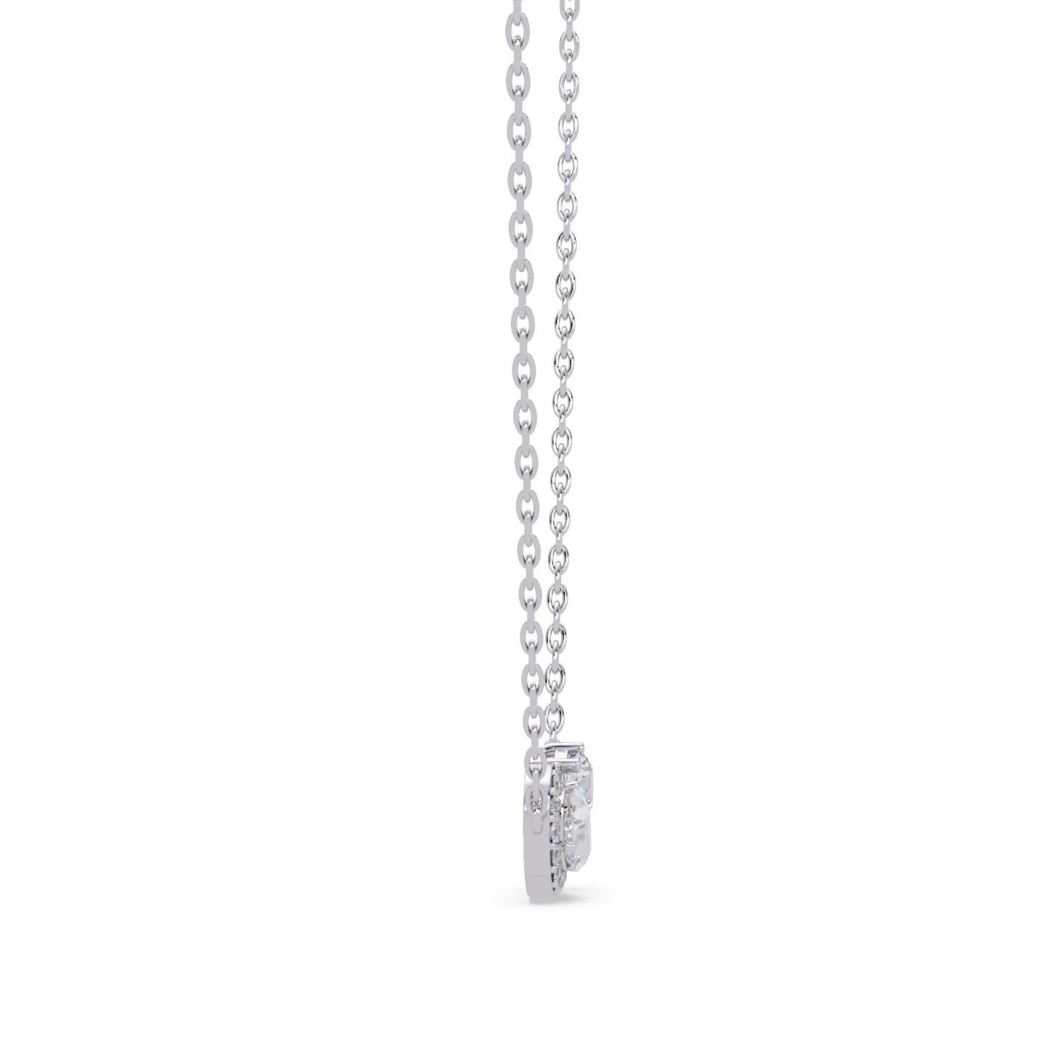 2.40 Ct Lab Grown Diamond Halo Drop Necklace- Sterling Silver