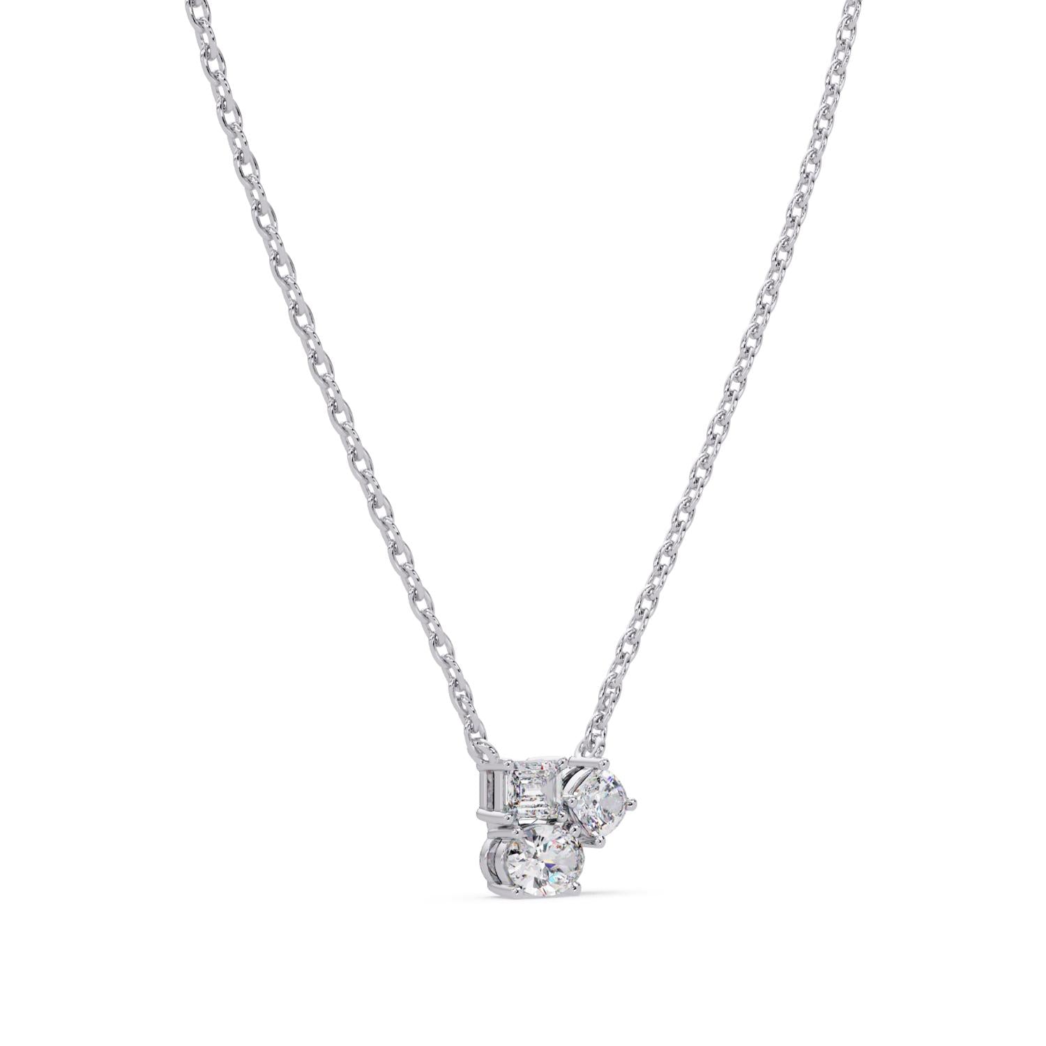 1.48 Ct Lab Grown Diamond Minimal Cluster Necklace- Sterling Silver