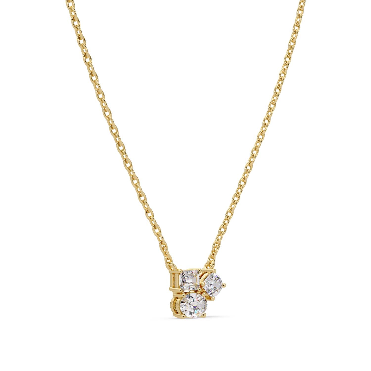 1.48 Ct Lab Grown Diamond Minimal Cluster Necklace- Sterling Silver