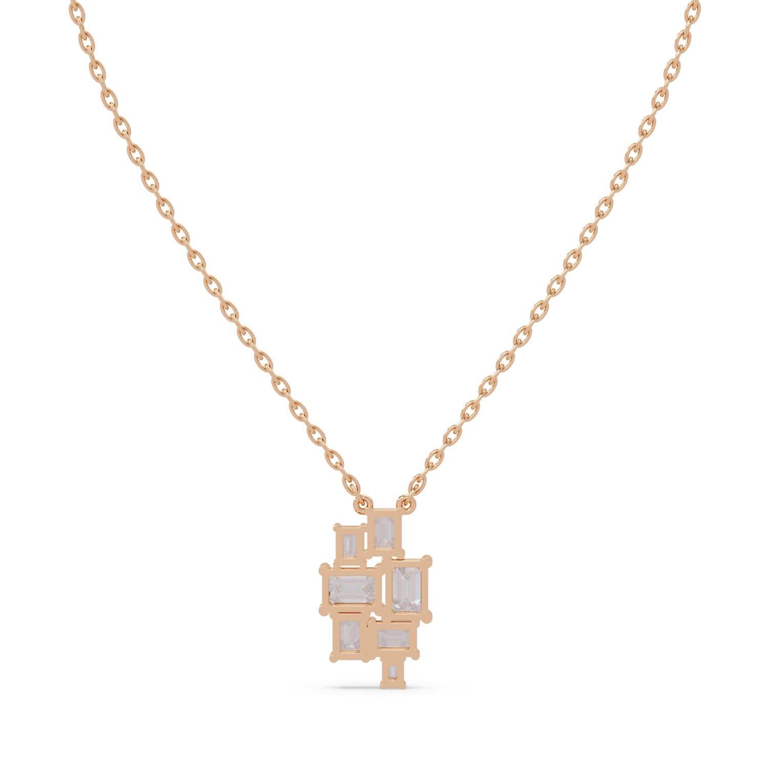 3.59 Ct Lab Grown Diamond Cluster Necklace- Sterling Silver