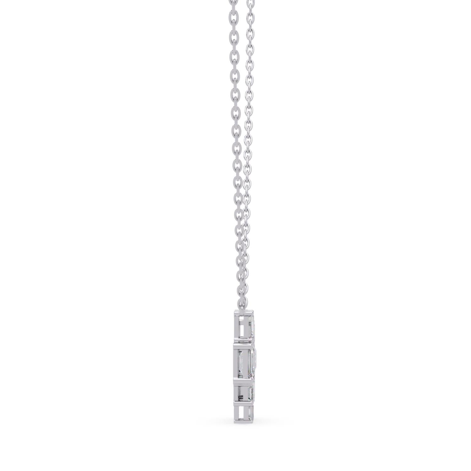 3.59 Ct Lab Grown Diamond Cluster Necklace- Sterling Silver