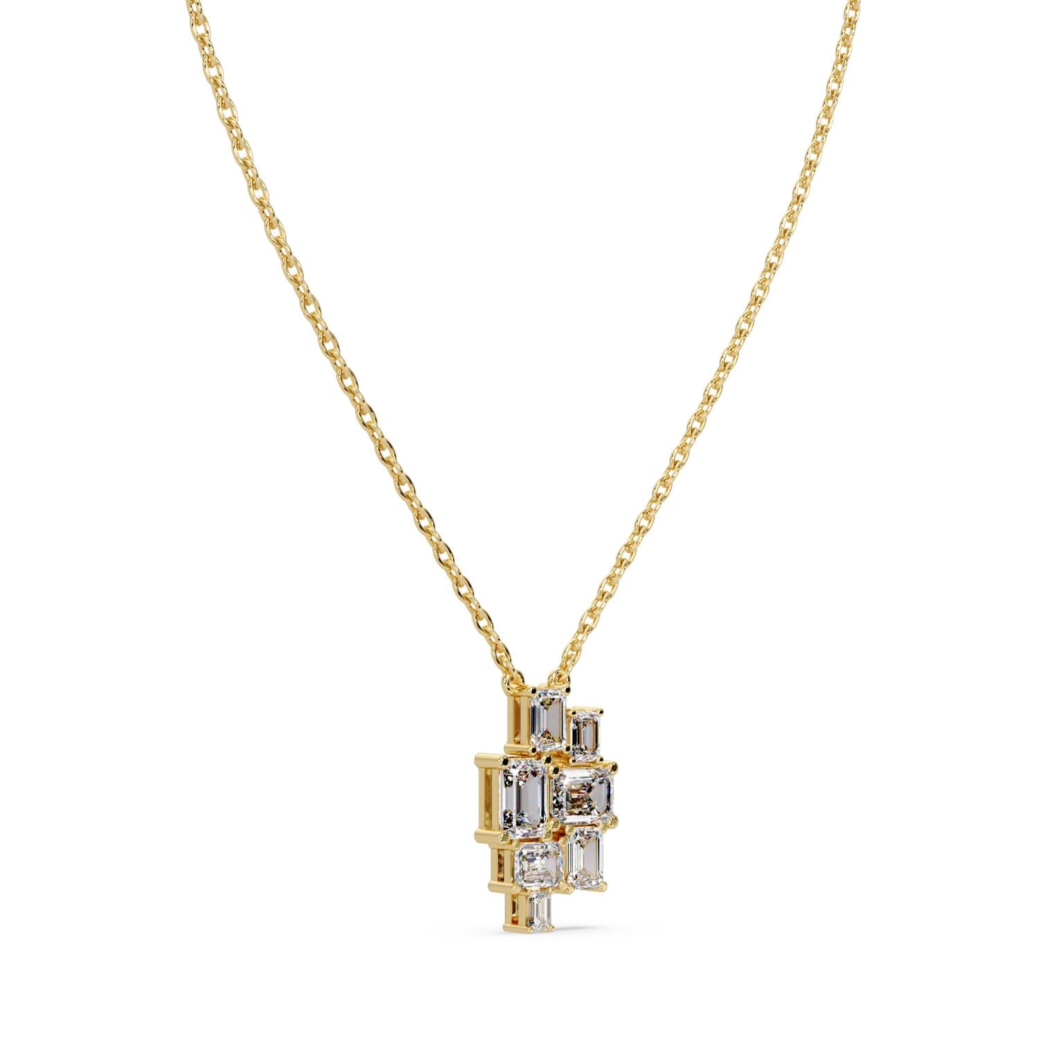 3.59 Ct Lab Grown Diamond Cluster Necklace- Sterling Silver