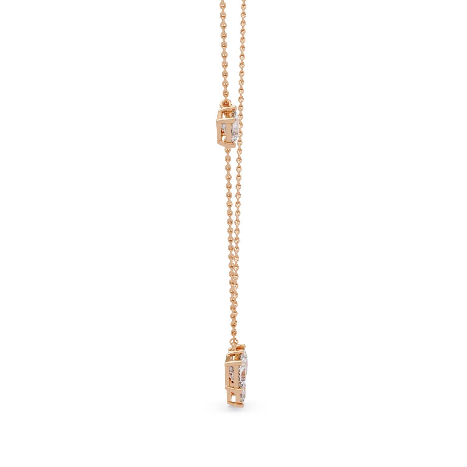 2.55 Ct Lab Grown Diamond Three Stone Drop Cluster Necklace- Sterling Silver