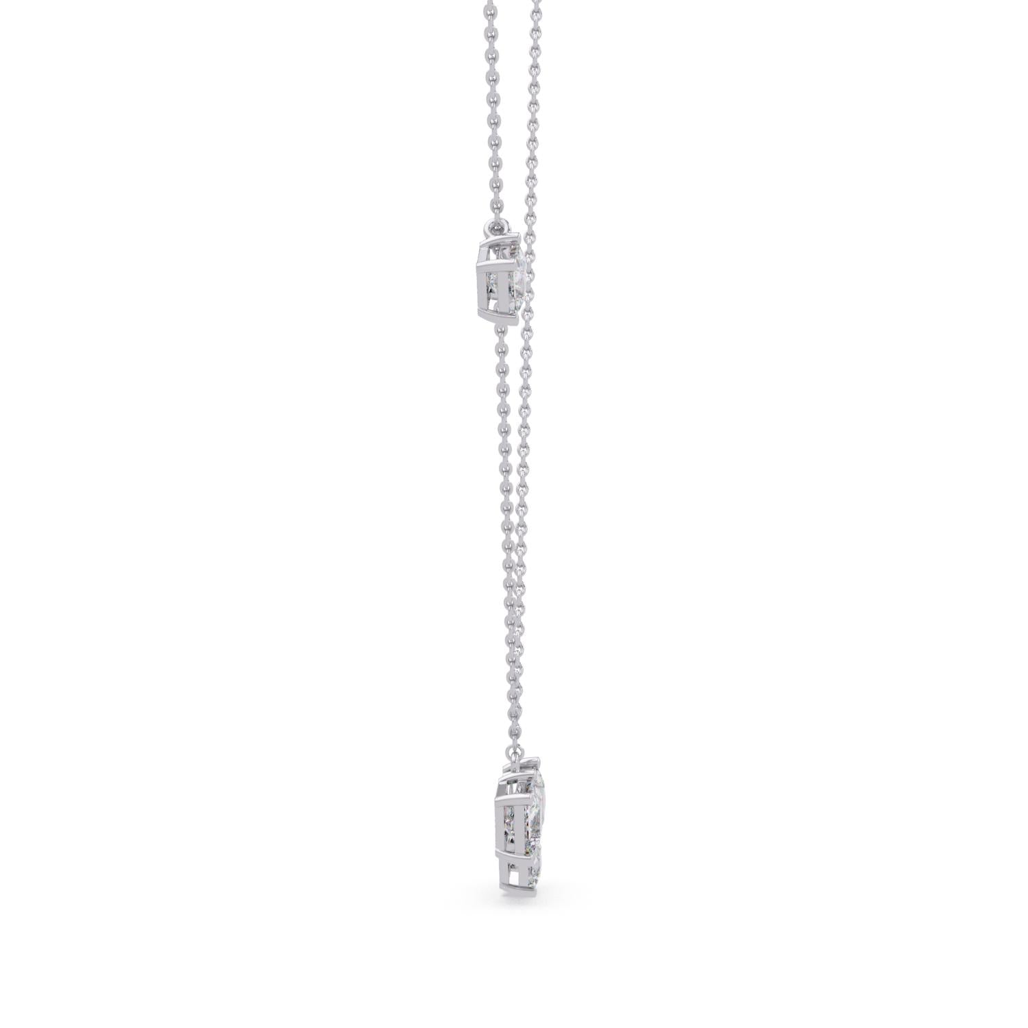 2.55 Ct Lab Grown Diamond Three Stone Drop Cluster Necklace- Sterling Silver