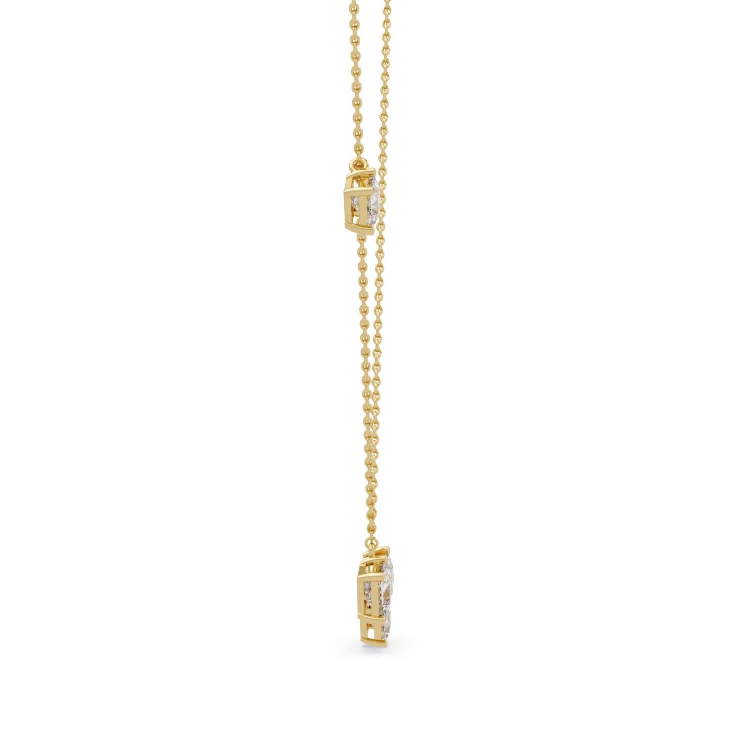 2.55 Ct Lab Grown Diamond Three Stone Drop Cluster Necklace- Sterling Silver