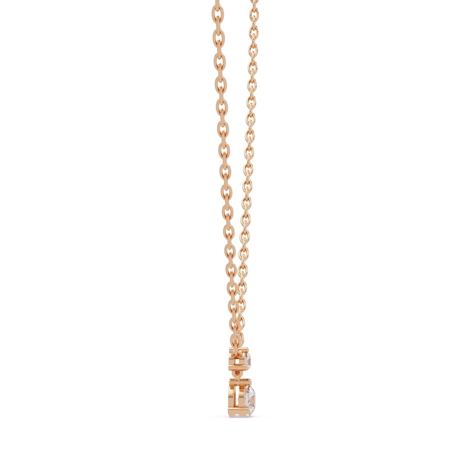 0.57 Ct Lab Grown Diamond Two Stone Solitaire Dangle Necklace- Sterling Silver
