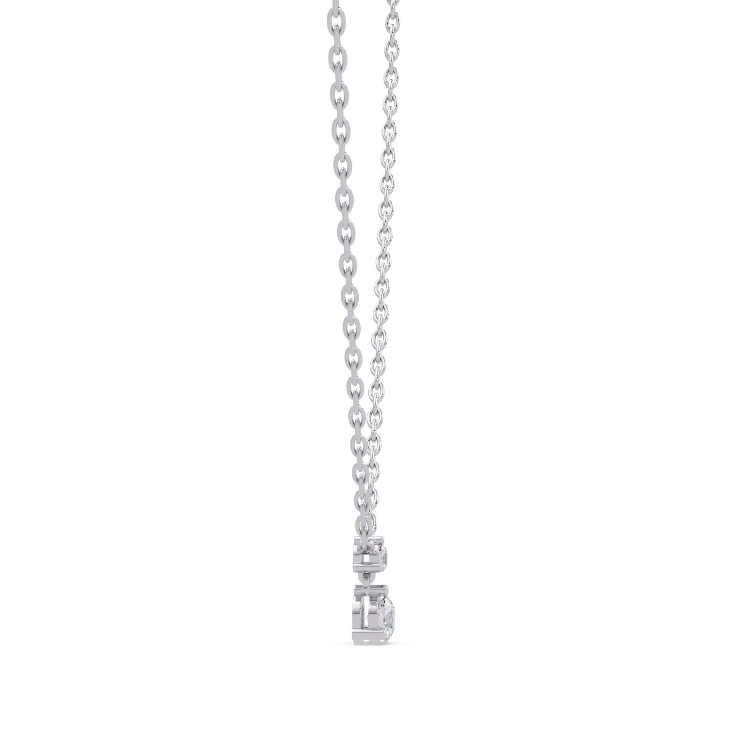 0.57 Ct Lab Grown Diamond Two Stone Solitaire Dangle Necklace- Sterling Silver