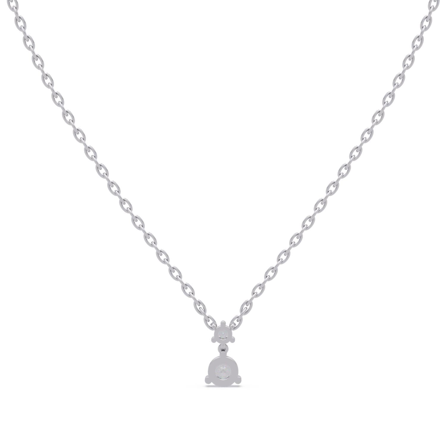0.57 Ct Lab Grown Diamond Two Stone Solitaire Dangle Necklace- Sterling Silver