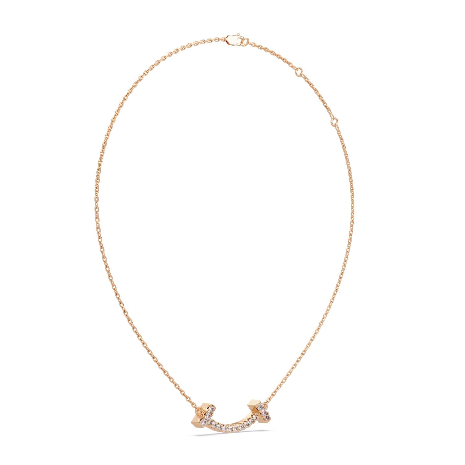 0.47 Ct Lab Grown Diamond Minimalist Smile Bar Necklace- Sterling Silver