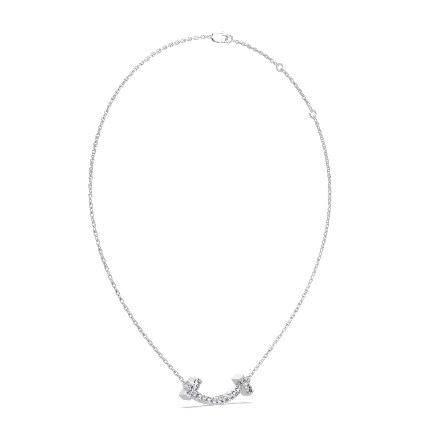 0.47 Ct Lab Grown Diamond Minimalist Smile Bar Necklace- Sterling Silver