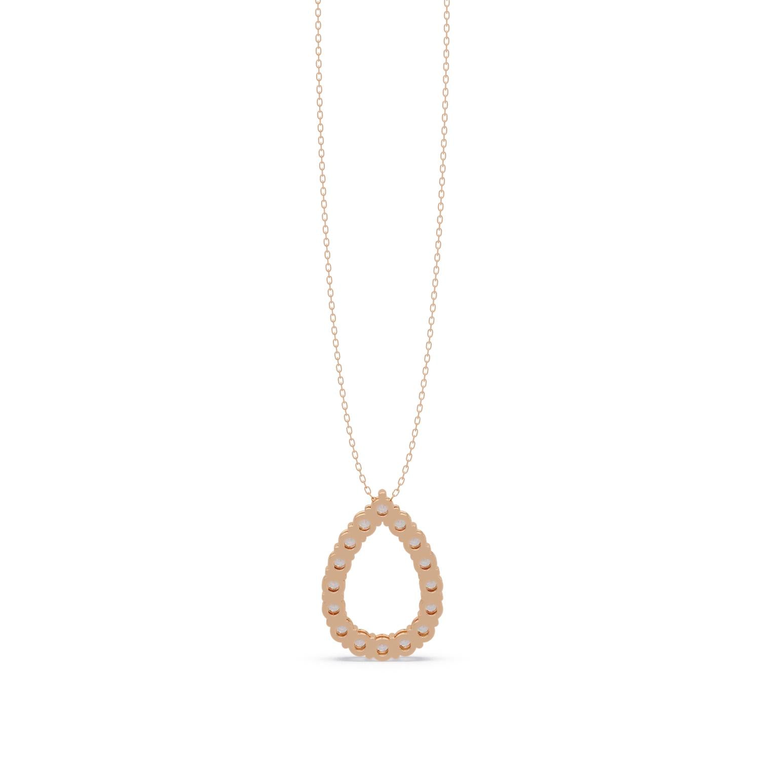 0.94 Ct Lab Grown Diamond Halo Drop Necklace- Sterling Silver