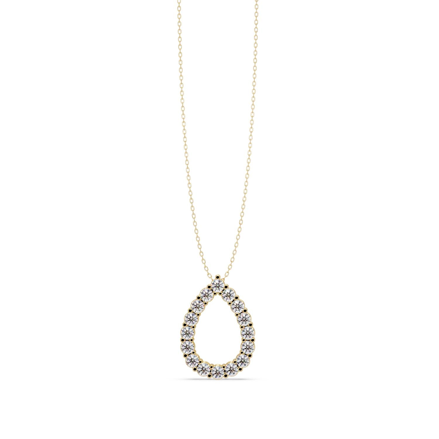 0.94 Ct Lab Grown Diamond Halo Drop Necklace- Sterling Silver