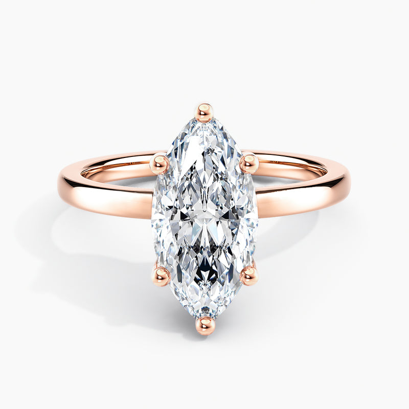 Classic Hidden Halo Solitaire Marquise Diamond Engagement Ring