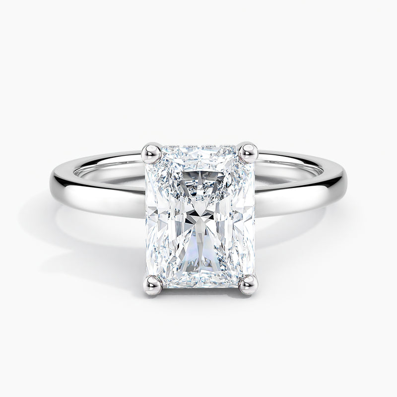 Classic Solitaire 3.60 Ct Emerald Cut Lab Grown Diamond Engagement Ring - Sterling Silver