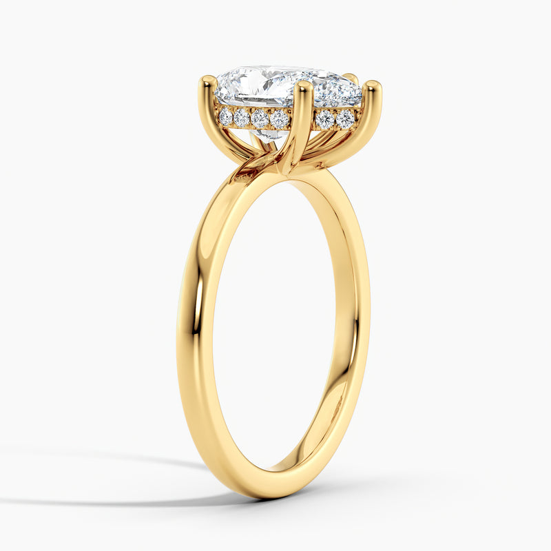 Classic Hidden Halo Solitaire Pear Diamond Engagement Ring