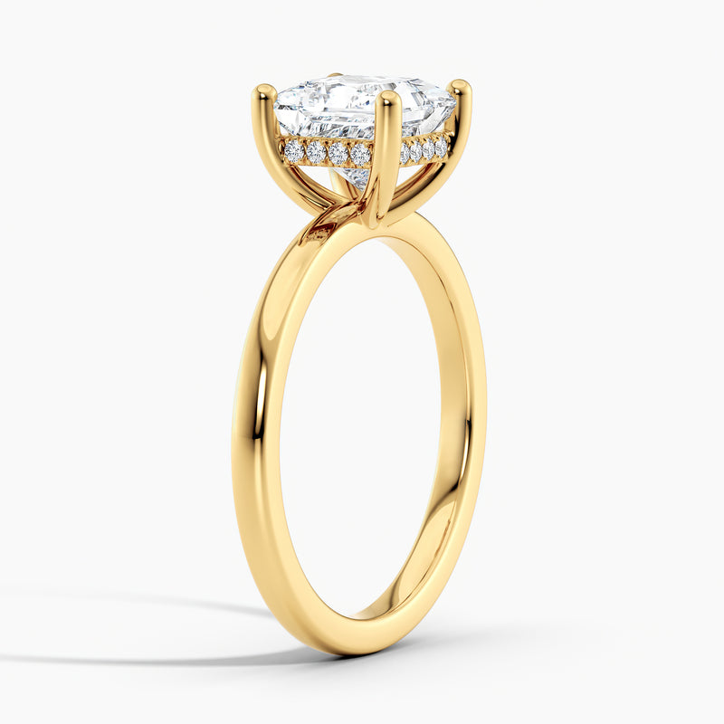 Classic Hidden Halo Solitaire Princess Diamond Engagement Ring
