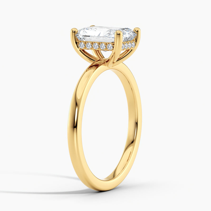 Classic Hidden Halo Solitaire Radiant Diamond Engagement Ring