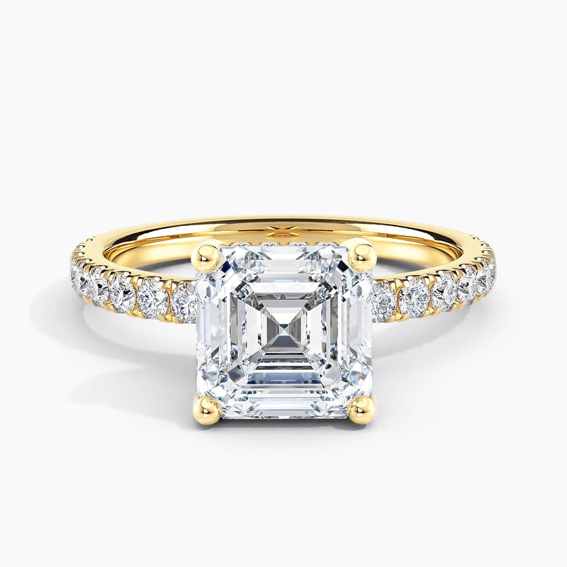Asscher Diamond Classic Hidden Halo Engagement Ring