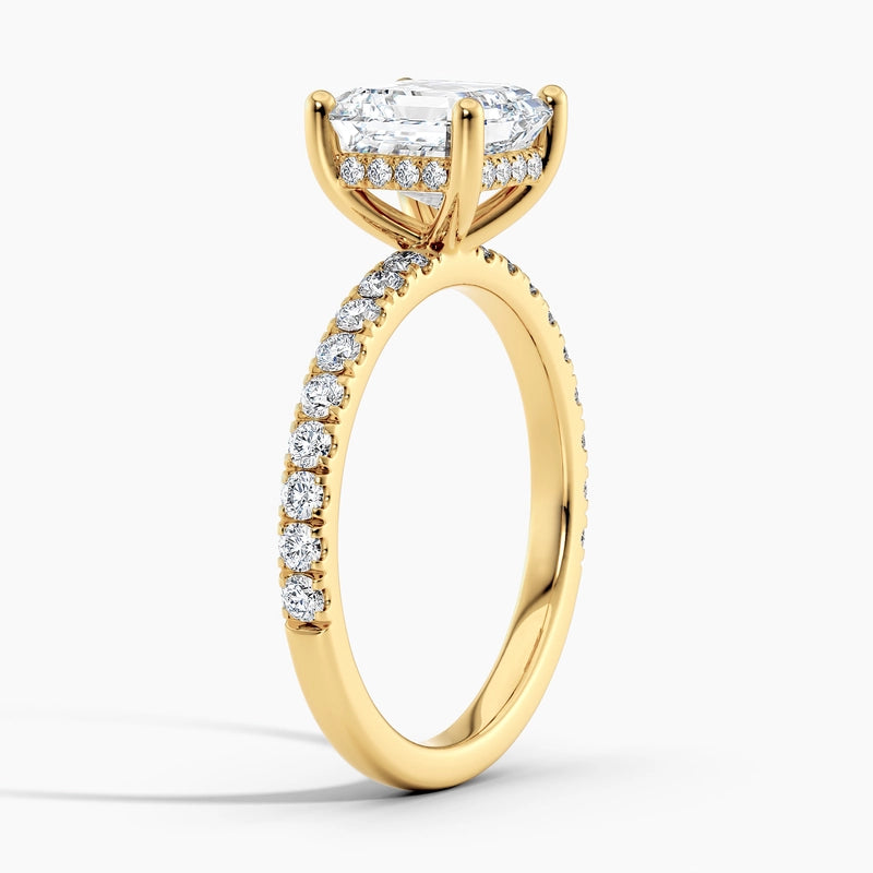 Asscher Cut 2.30 Ct Diamond Pavé Band Classic Solitaire Ring - Sterling Silver