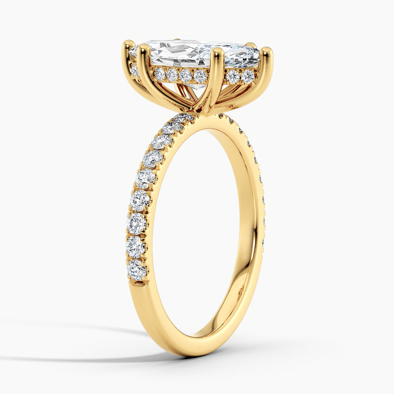 Classic Hidden Halo Marquise Diamond Engagement Ring