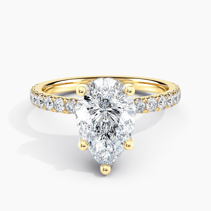 Classic Hidden Halo Pear Diamond Engagement Ring