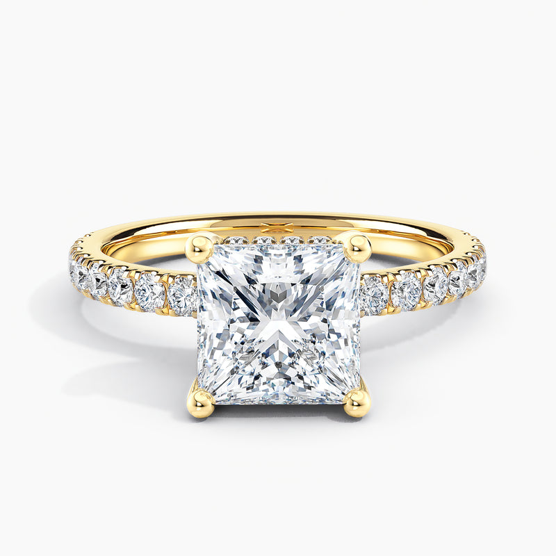 Classic Hidden Halo Princess Diamond Engagement Ring