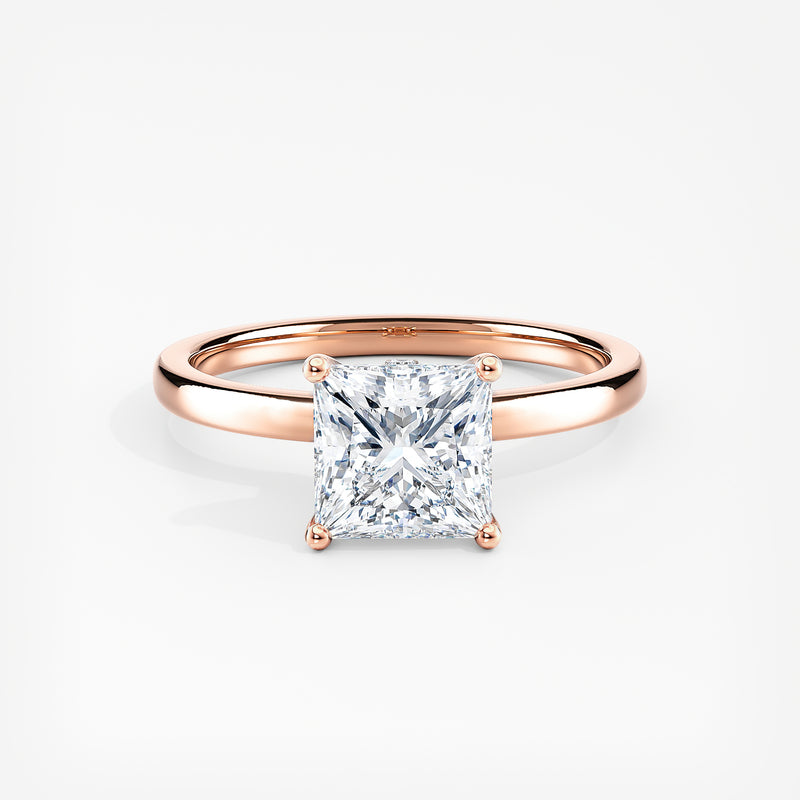 Classic Ribbon Halo Princess Diamond Engagement Ring