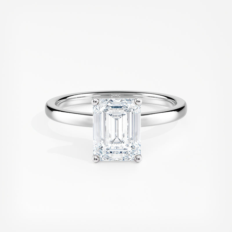 Classic Ribbon Halo Emerald Diamond Engagement Ring