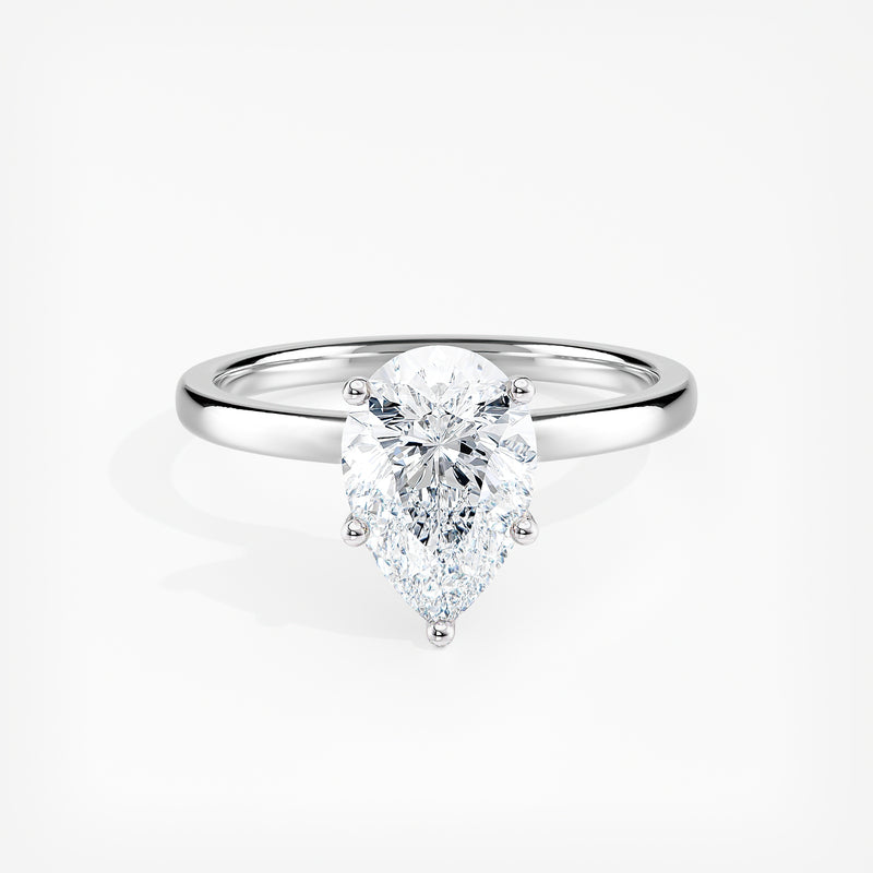 Pear Cut 2.80 Ct Lab Grown Diamond Classic Solitaire Ring - Sterling Silver