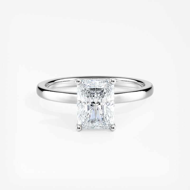 Classic Solitaire 3.00 Ct Emerald Cut Lab Grown Diamond Ring - Sterling Silver