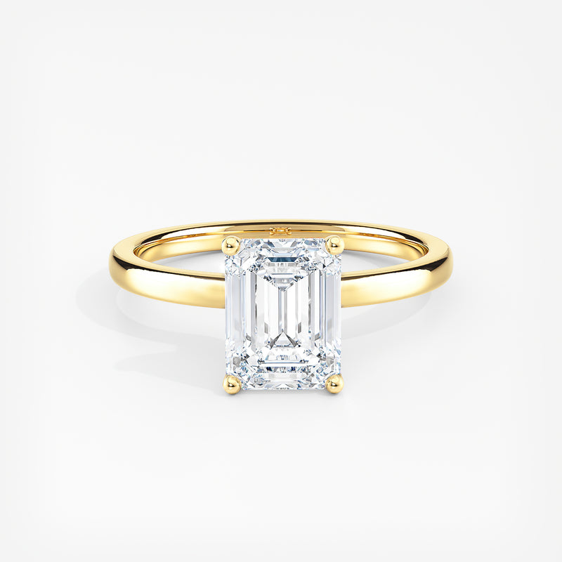 Classic Ribbon Halo Emerald Diamond Engagement Ring