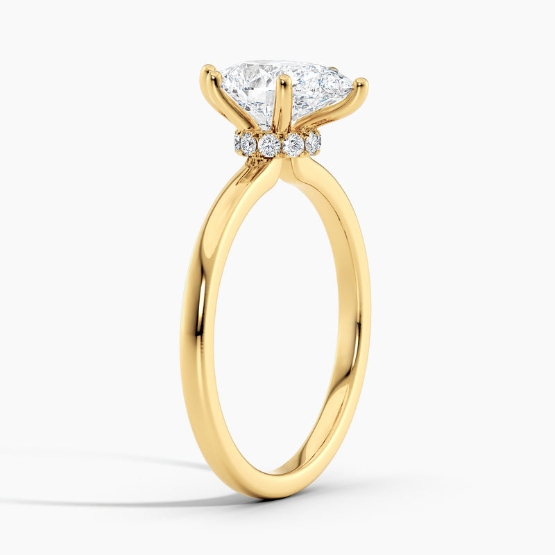 Classic Ribbon Halo Marquise Diamond Engagement Ring