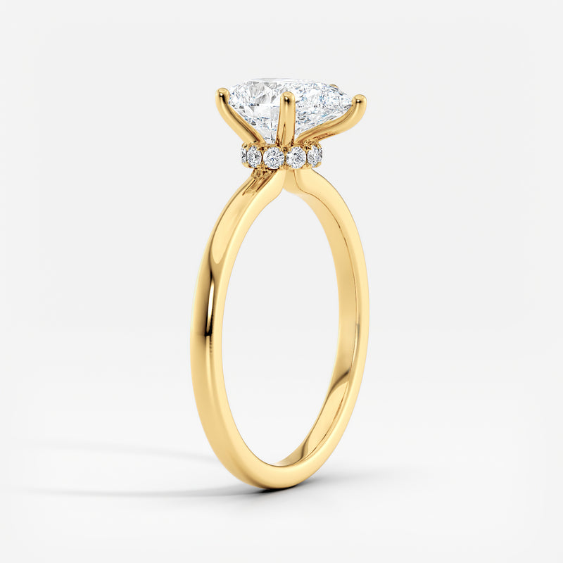 Classic Ribbon Halo Pear Diamond Engagement Ring